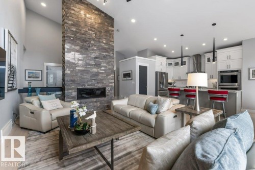 28 Legacy Terrace, St. Albert, AB - Indoor Photo Showing Living Room With Fireplace