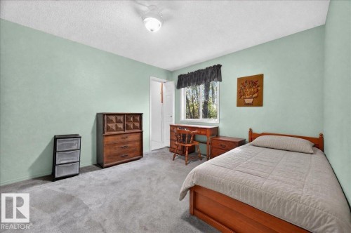 Recessed window with exterior foliage, ceiling-mounted light fixture, and light-colored wall finish - 121 51205 Range Road 195, Rural Beaver County, AB - Indoor Photo Showing Bedroom