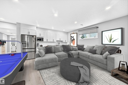 virtually staged - 38 Avonlea Way, Spruce Grove, AB - Indoor Photo Showing Living Room