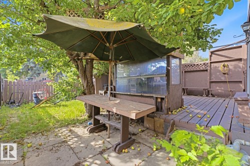 Outdoor wood deck and concrete patio space - 3515 43 Avenue Nw, Edmonton, AB - Outdoor With Deck Patio Veranda