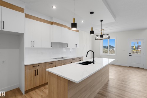 1786 Crossbill Loop Nw, Edmonton, AB - Indoor Photo Showing Kitchen With Double Sink With Upgraded Kitchen