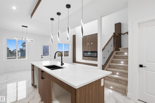 803 158 Avenue Ne, Edmonton, AB - Indoor Photo Showing Kitchen With Double Sink With Upgraded Kitchen