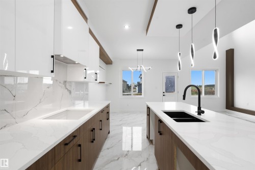 803 158 Avenue Ne, Edmonton, AB - Indoor Photo Showing Kitchen With Double Sink With Upgraded Kitchen