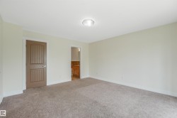 Neutral-toned walls complement the plush carpet flooring - 