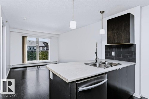 #415 508 Albany Way Nw, Edmonton, AB - Indoor Photo Showing Kitchen With Double Sink