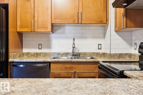 #408 9715 110 St Nw, Edmonton, AB - Indoor Photo Showing Kitchen With Double Sink