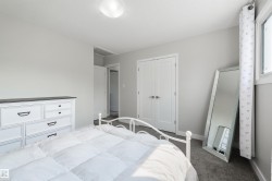Light gray wall paint, textured gray carpeting, white double French doors, and a ceiling-mounted light fixture - 