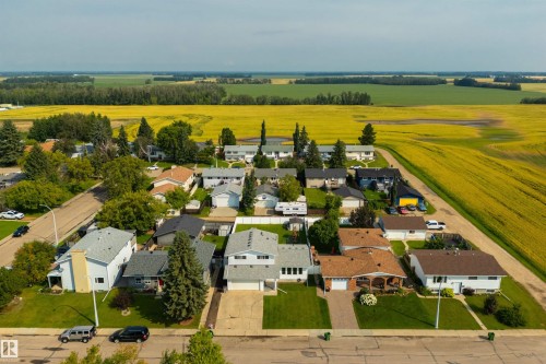 Residential street with established homes, mature trees, and manicured lawns - 4614 53 Ave, Calmar, AB - Outdoor With View