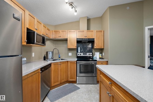 #440 1520 Hammond Gate Nw, Edmonton, AB - Indoor Photo Showing Kitchen With Stainless Steel Kitchen With Double Sink
