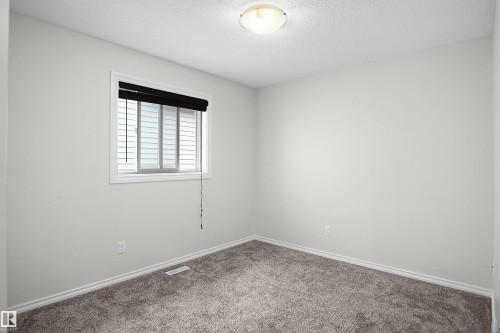 Neutral wall paint, plush carpet flooring, window with blinds, and ceiling-mounted light fixture - 8432 18 Avenue Sw, Edmonton, AB - Indoor Photo Showing Other Room