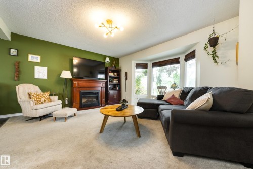 4233 85 Street Nw, Edmonton, AB - Indoor Photo Showing Living Room With Fireplace