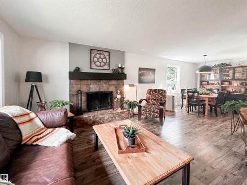 37 Ash Crescent, St. Albert, AB - Indoor Photo Showing Living Room With Fireplace