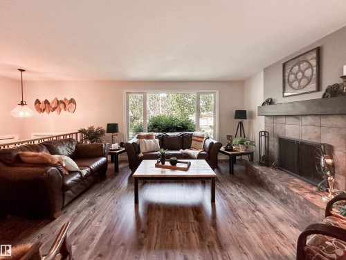 37 Ash Crescent, St. Albert, AB - Indoor Photo Showing Living Room With Fireplace
