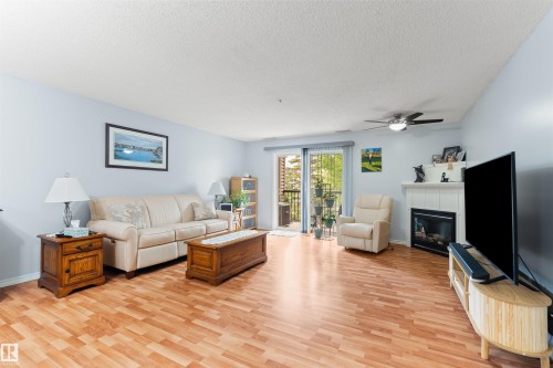#218 2098 Blackmud Creek Dr Sw, Edmonton, AB - Indoor Photo Showing Living Room With Fireplace