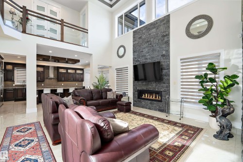 3644 Westcliff Way Sw, Edmonton, AB - Indoor Photo Showing Living Room With Fireplace