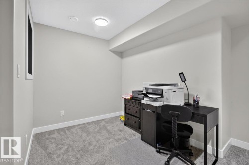 Recessed ceiling light, neutral wall color, white trim, and gray carpet - 6813 Knox Loop Sw, Edmonton, AB - Indoor Photo Showing Office