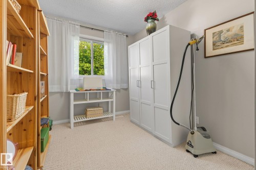 Textured carpeting, light grey wall paint, and white trim - 17132 103 Street Nw, Edmonton, AB 