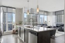#1307 10238 103 St Nw, Edmonton, AB  - Indoor Photo Showing Kitchen With Stainless Steel Kitchen With Double Sink With Upgraded Kitchen 
