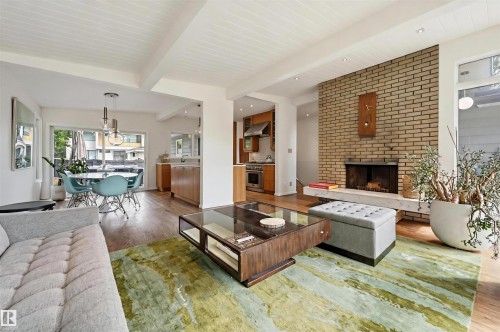 13808 Buena Vista Road Nw, Edmonton, AB - Indoor Photo Showing Living Room With Fireplace