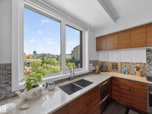 #403, 11710 87 Av Nw, Edmonton, AB - Indoor Photo Showing Kitchen With Double Sink