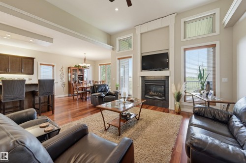 49 Danfield Place, Spruce Grove, AB - Indoor Photo Showing Living Room With Fireplace
