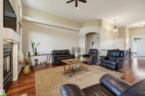 49 Danfield Place, Spruce Grove, AB - Indoor Photo Showing Living Room With Fireplace