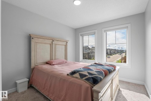 Neutral wall paint, recessed ceiling lighting, two windows, and carpet flooring - 923 174St Sw, Edmonton, AB 