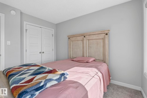 Soft gray wall paint, textured carpeting, and white trim - 923 174St Sw, Edmonton, AB 