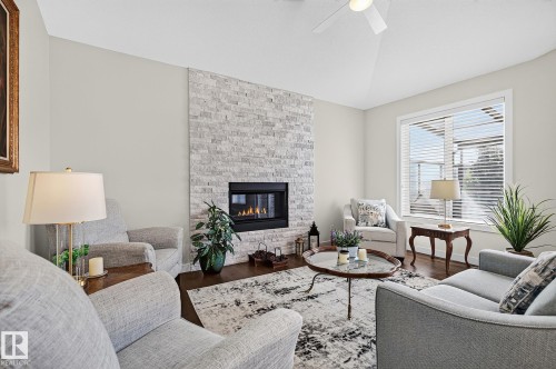 50 Heatherglen Drive, Spruce Grove, AB - Indoor Photo Showing Living Room With Fireplace