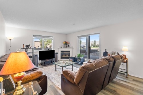 #101 10511 42 Av Nw, Edmonton, AB - Indoor Photo Showing Living Room With Fireplace