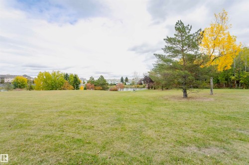 Expansive green space featuring mature trees and distant water feature - #42 9630 176 St Nw, Edmonton, AB - Outdoor With View