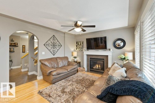15 Napoleon Crescent, St. Albert, AB - Indoor Photo Showing Living Room With Fireplace