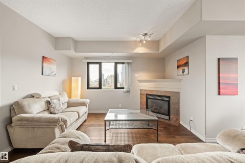 #904 10319 111 St Nw, Edmonton, AB - Indoor Photo Showing Living Room With Fireplace