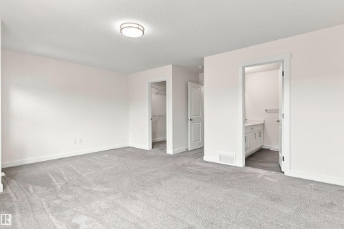 Neutral paint throughout, light gray carpeting, recessed lighting, and a walk-in closet with built-in shelving - 22019 82 Avenue Nw, Edmonton, AB - Indoor Photo Showing Other Room