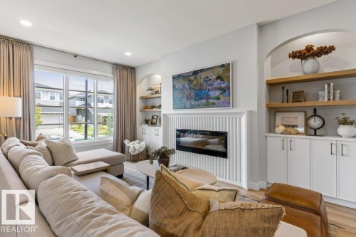 13 Jennifer Crescent, St. Albert, AB - Indoor Photo Showing Living Room With Fireplace