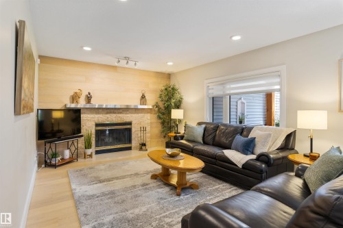 11 Arcand Drive, St. Albert, AB - Indoor Photo Showing Living Room With Fireplace