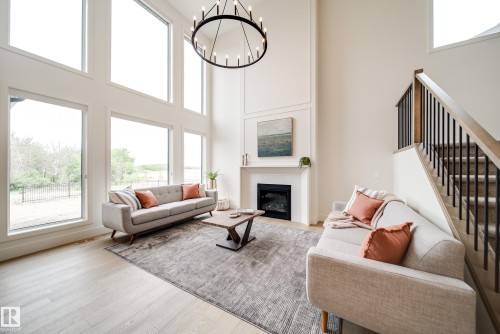 95 Jubilation Drive, St. Albert, AB - Indoor Photo Showing Living Room With Fireplace