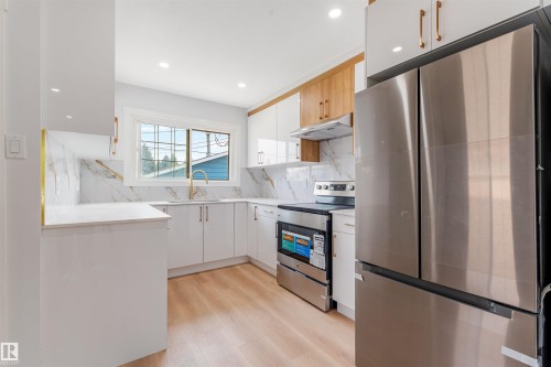 12023 137 Avenue Nw, Edmonton, AB - Indoor Photo Showing Kitchen With Stainless Steel Kitchen With Upgraded Kitchen