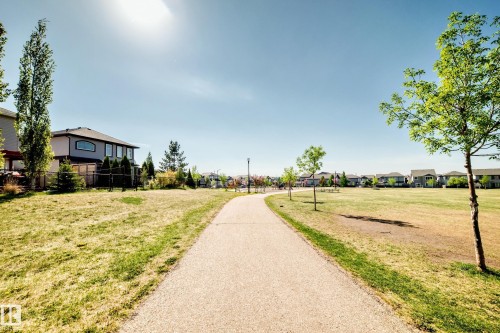 Expansive green space featuring a paved walking path, mature trees, and a clear sky - 2812 12 Street Nw, Edmonton, AB - Outdoor
