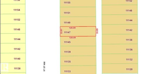 Cadastral Map. Illustrating lot dimensions and numbering for the property - 11147 97 Street Nw, Edmonton, AB - Other