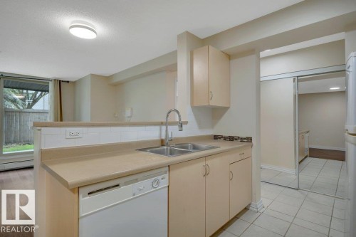 #122 17011 67 Av Nw, Edmonton, AB - Indoor Photo Showing Kitchen With Double Sink