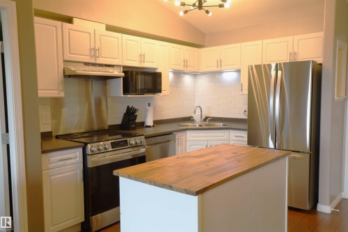 #415 12550 140 Av Nw, Edmonton, AB - Indoor Photo Showing Kitchen With Double Sink