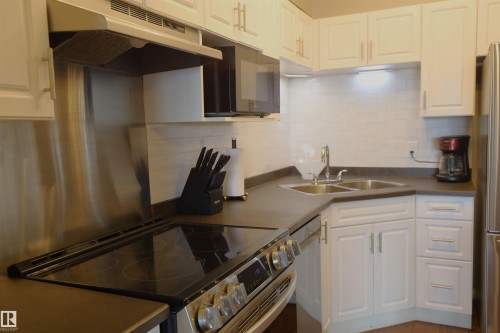 #415 12550 140 Av Nw, Edmonton, AB - Indoor Photo Showing Kitchen With Double Sink