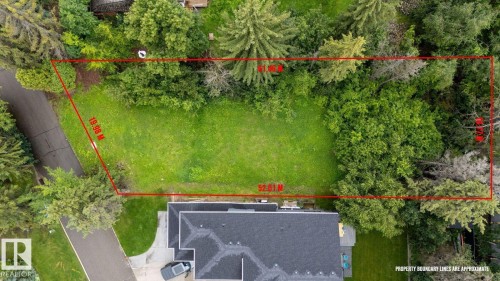 Expansive lot featuring a large grassy area, mature perimeter trees, and a paved street - 2 Grandin Place, St. Albert, AB 