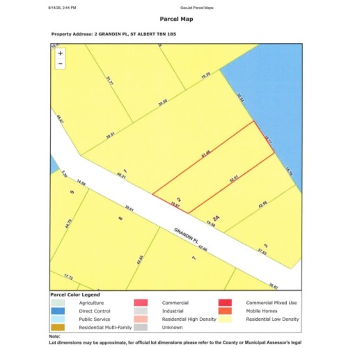 Parcel Map. Displaying the property boundaries and dimensions for 2 Grandin Pl - 2 Grandin Place, St. Albert, AB 