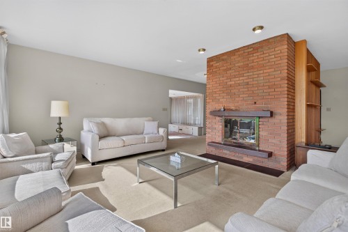 13842 Ravine Drive Nw, Edmonton, AB - Indoor Photo Showing Living Room With Fireplace