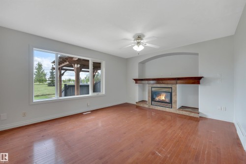 24 Birchmont Drive, Leduc, AB - Indoor Photo Showing Living Room With Fireplace