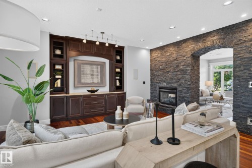 93 Nottingham Point, Sherwood Park, AB - Indoor Photo Showing Living Room With Fireplace