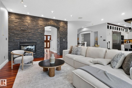 93 Nottingham Point, Sherwood Park, AB - Indoor Photo Showing Living Room With Fireplace