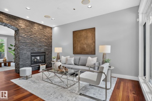 93 Nottingham Point, Sherwood Park, AB - Indoor Photo Showing Living Room With Fireplace